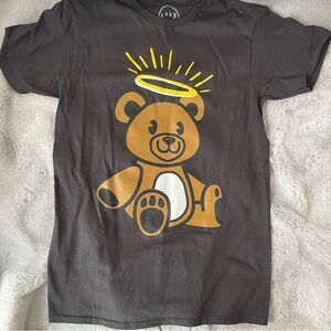 CVLA Teddy Bear Yellow Halo Graphic Tee Shirt Black Mens Size Medium NWOT